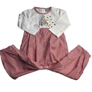 Sugar Dumplin Girl 2T Christmas Cottage Gingham Romper Holiday Photos Red White‎